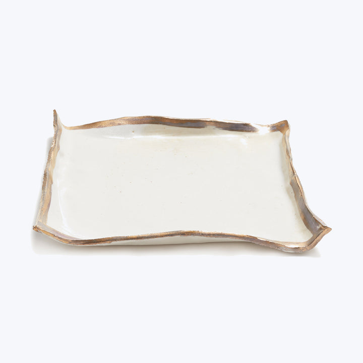 Gold Luster Porcelain Square Tray Default Title