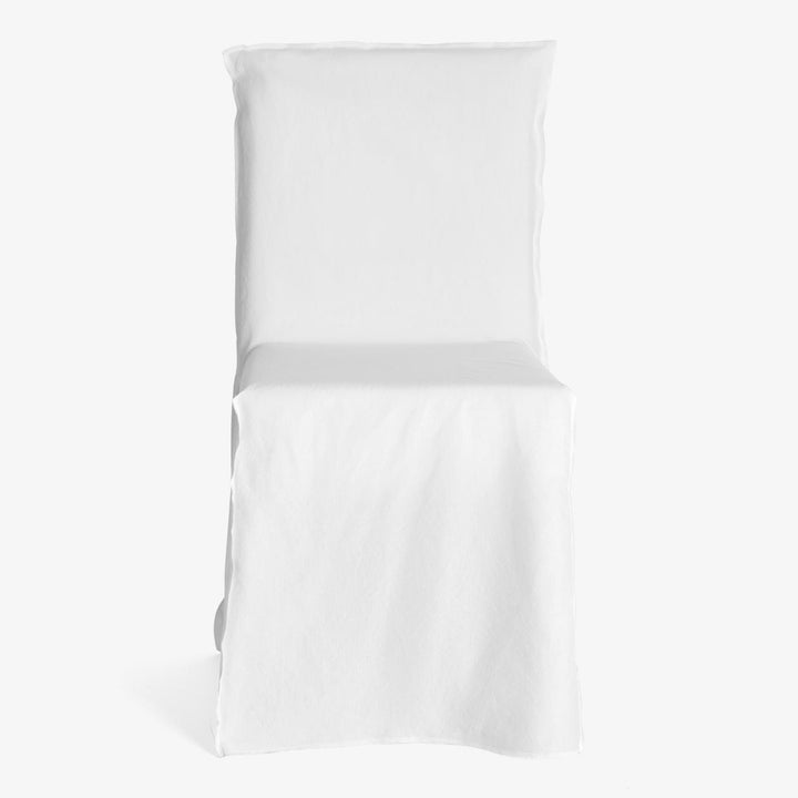 White chair with slipcover creates a seamless, clean look