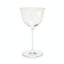 Clear glass coupe, perfect for champagne, cocktails, or other beverages.