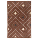 Rectangular area rug with geometric pattern adds warmth and style.