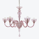 Handblown Glass 6-Light Chandelier-Pink
