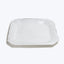 Simple white ceramic plate with slight wear marks, elegant design.