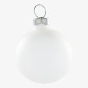 Simple white Christmas ornament with silver cap and loop hanger.