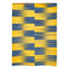 Vibrant yellow and blue striped textile with artisanal handcrafted look.