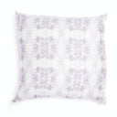 Soft purple and white square pillow with a symmetrical pattern