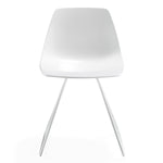 Sleek and minimalist white chair with tapered metal legs