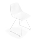Modern-style white chair with sleek design and minimalist aesthetics.