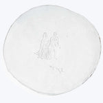 Decorative wedding plate with bride and groom figures, elegant design.