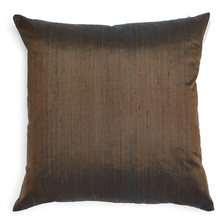 Square decorative pillow with subtle stripe pattern in dark hue.