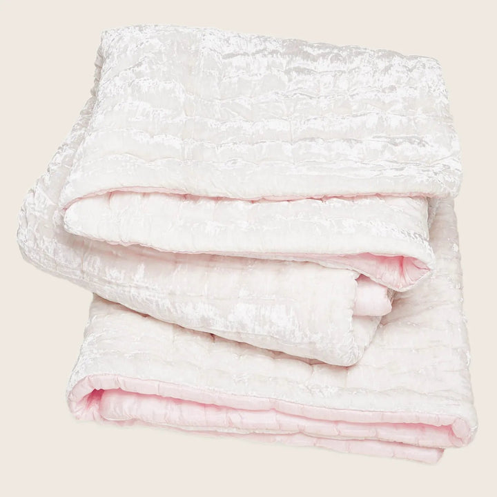 Soft and cozy plush blanket with delicate textured pattern.