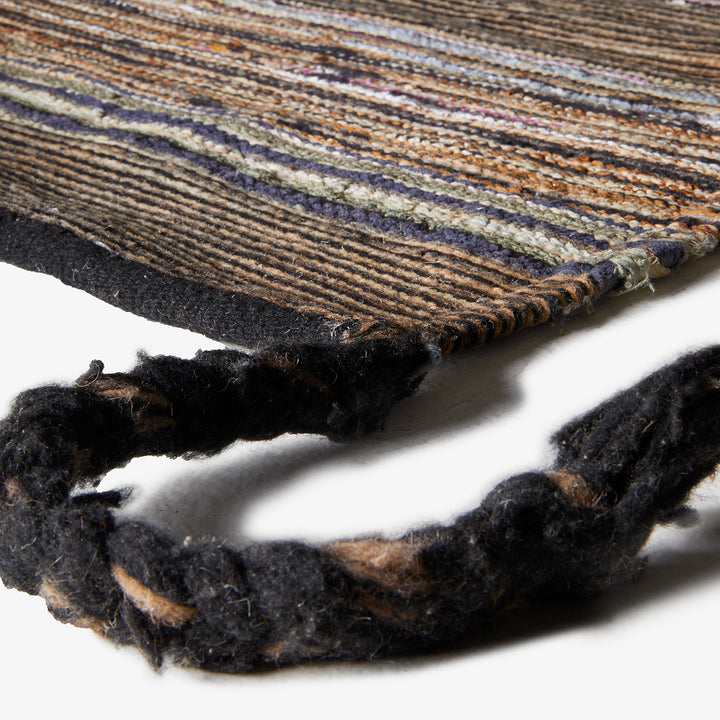 Close-up of a textured textile showcasing intricate craftsmanship and colors.