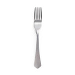 Classic metal fork on a clean white background, minimalist design.
