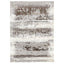 Contemporary rectangular area rug with abstract, distressed design in neutrals.