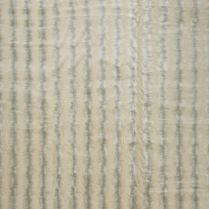 Neutral beige fabric with soft vertical silver-striped pattern and plush texture.