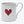 Rustic white mug with distressed texture and painted red heart.