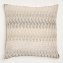 Contemporary square decorative pillow with textured fabric and wave-like pattern.