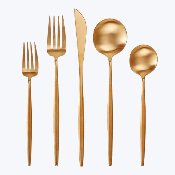 Moon 5-Piece Flatware Set Brushed Gold Default Title