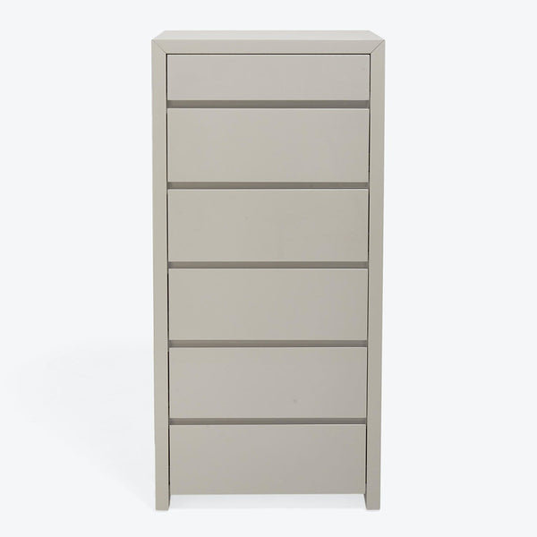 6 Drawer Lacquer Tall Chest-White