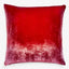 Square velvet pillow in vibrant red with vintage ombré effect.