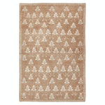 Rectangular rug with elegant floral pattern in light brown/beige background.