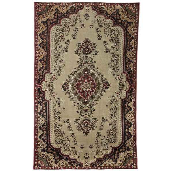 Exquisite Persian-inspired rug with intricate floral and geometric patterns.