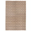 Intricately designed rectangular area rug featuring neutral tones and motifs.