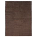Minimalist dark brown rectangular rug with uniform woven texture.