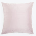 Plain light pink square pillow on a white background.