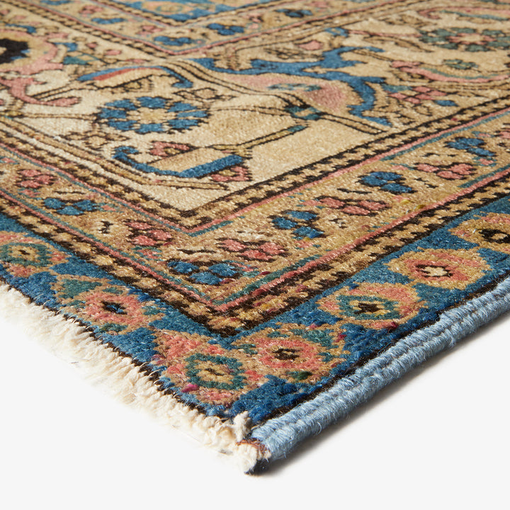 Exquisite hand-knotted decorative rug showcases intricate Persian-inspired pattern in vibrant colors.