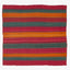 Handcrafted rustic textile with vibrant multi-colored stripes and worn edges.