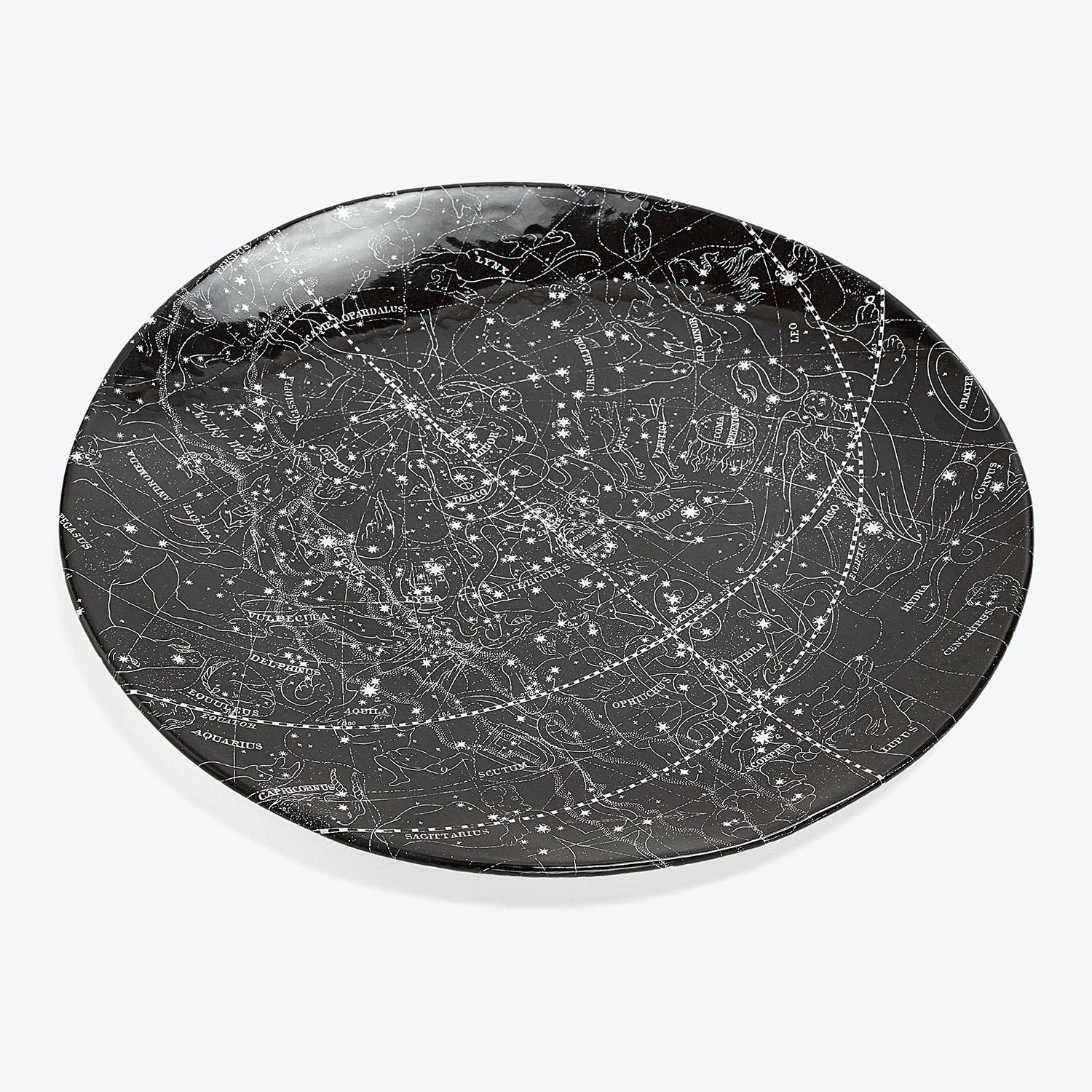 Stunning celestial-themed plate with intricate star chart design.