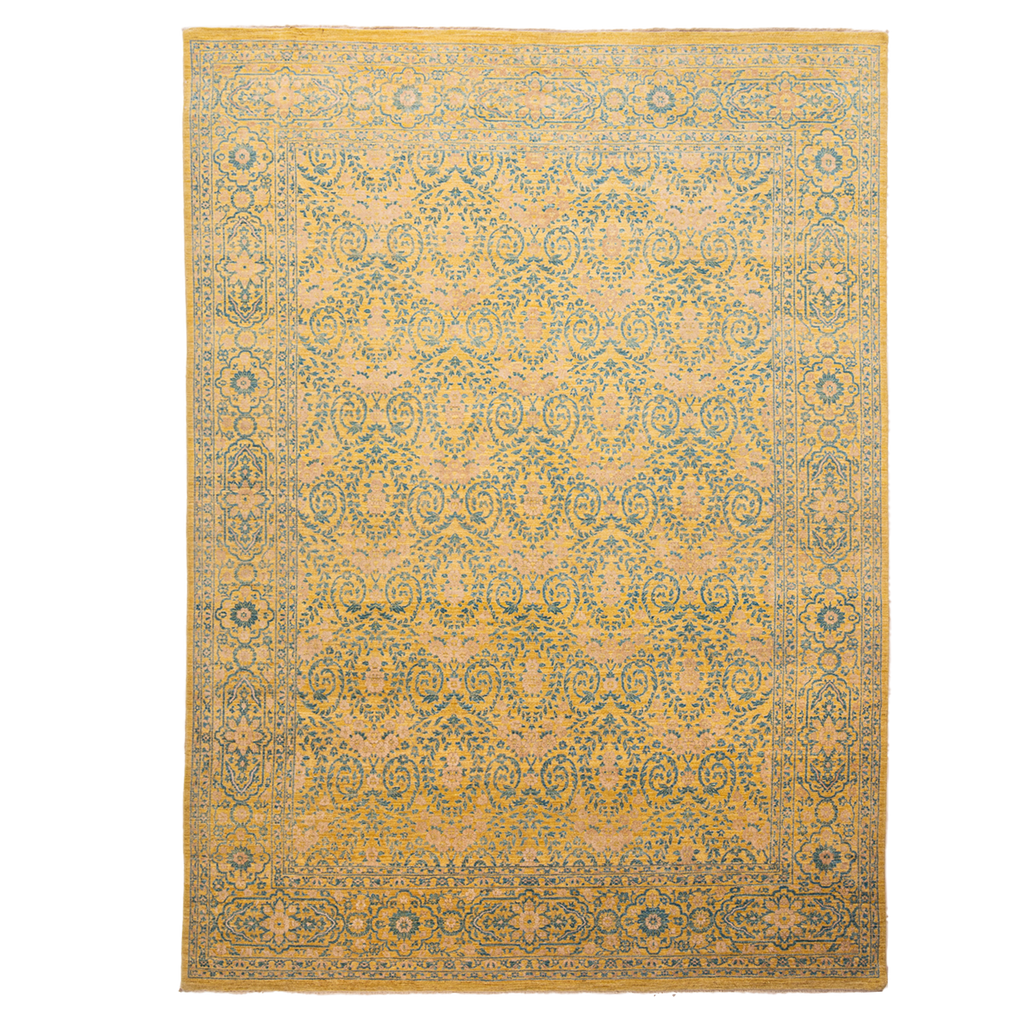 Yellow Traditional Wool Rug - 8'11" x 12'