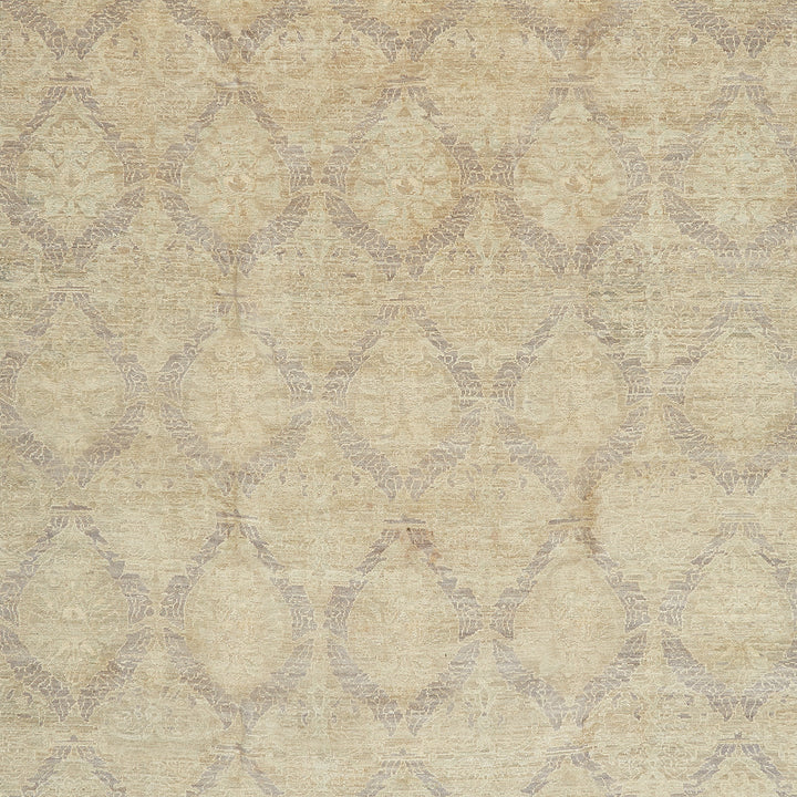 Vintage-inspired pattern with symmetrical diamond motifs in muted colors.