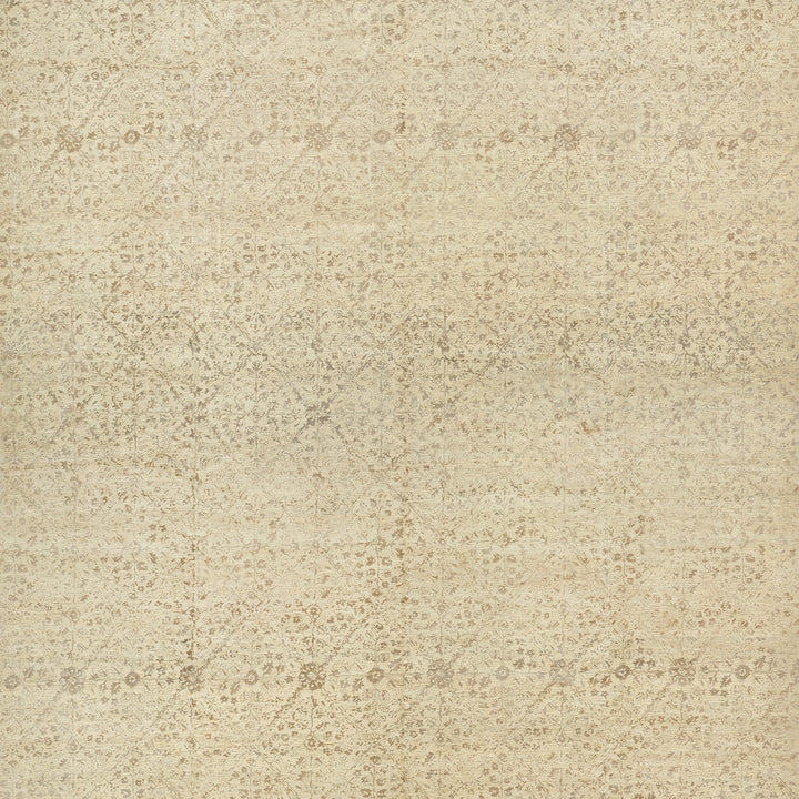 Vintage-inspired, ornate patterned background with faded floral motifs.