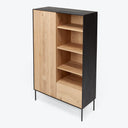 Modern dual-tone bookshelf with sleek metal legs for versatile use.