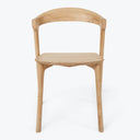Minimalist wooden chair with sleek design and natural wood finish.