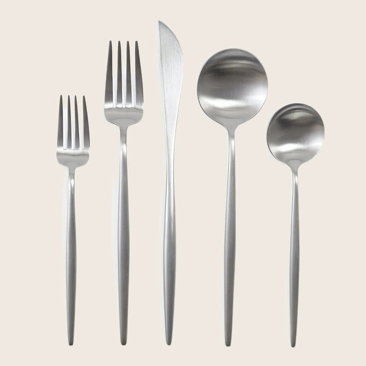 Moon 5-Piece Flatware Set Brushed Stainless Steel