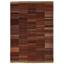 Modern striped rug with warm-toned earthy colors adds visual interest.