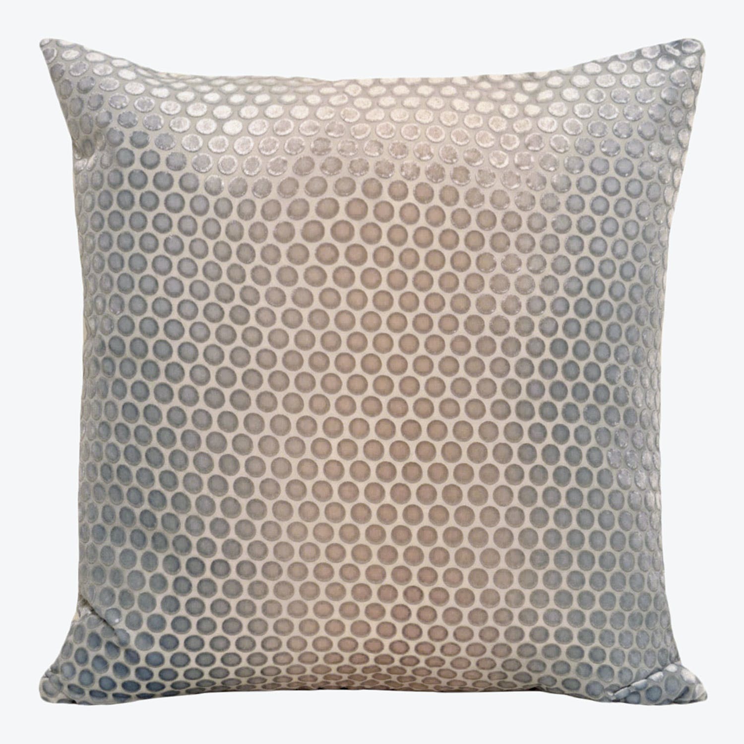 Square decorative pillow with overlapping circle pattern in gradient colors.