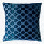 Square decorative pillow with blue floral pattern and velvety texture.