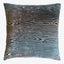 Abstract square pillow with wood or marble pattern in blue.