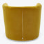 Comfortable yellow velvet chair with curved back for modern interiors.