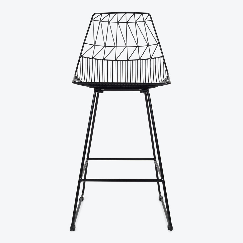 Modern-style bar stool with geometric design and minimalist aesthetic.