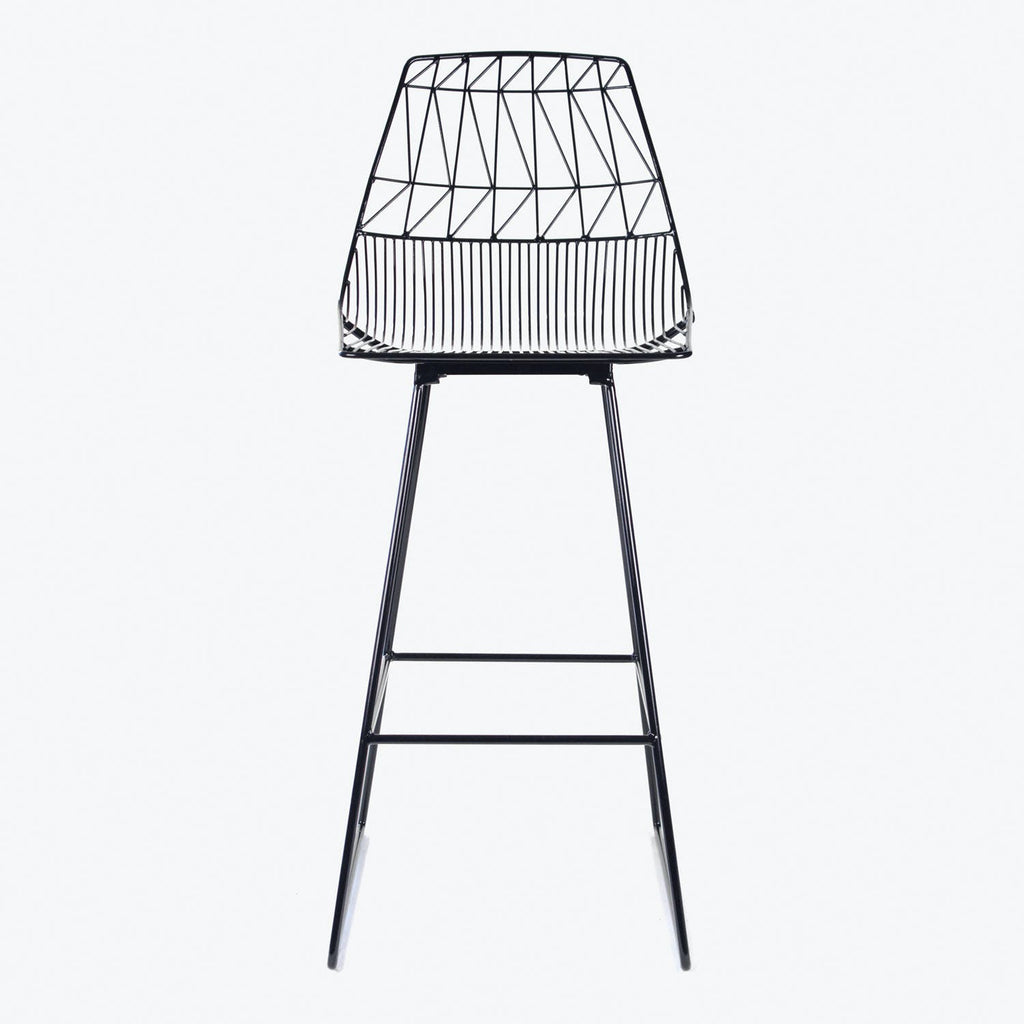 Modern-style bar stool with minimalist design showcases sleek wireframe silhouette.