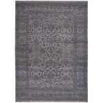 Rectangular area rug with intricate Persian-inspired design in faded gray tones.