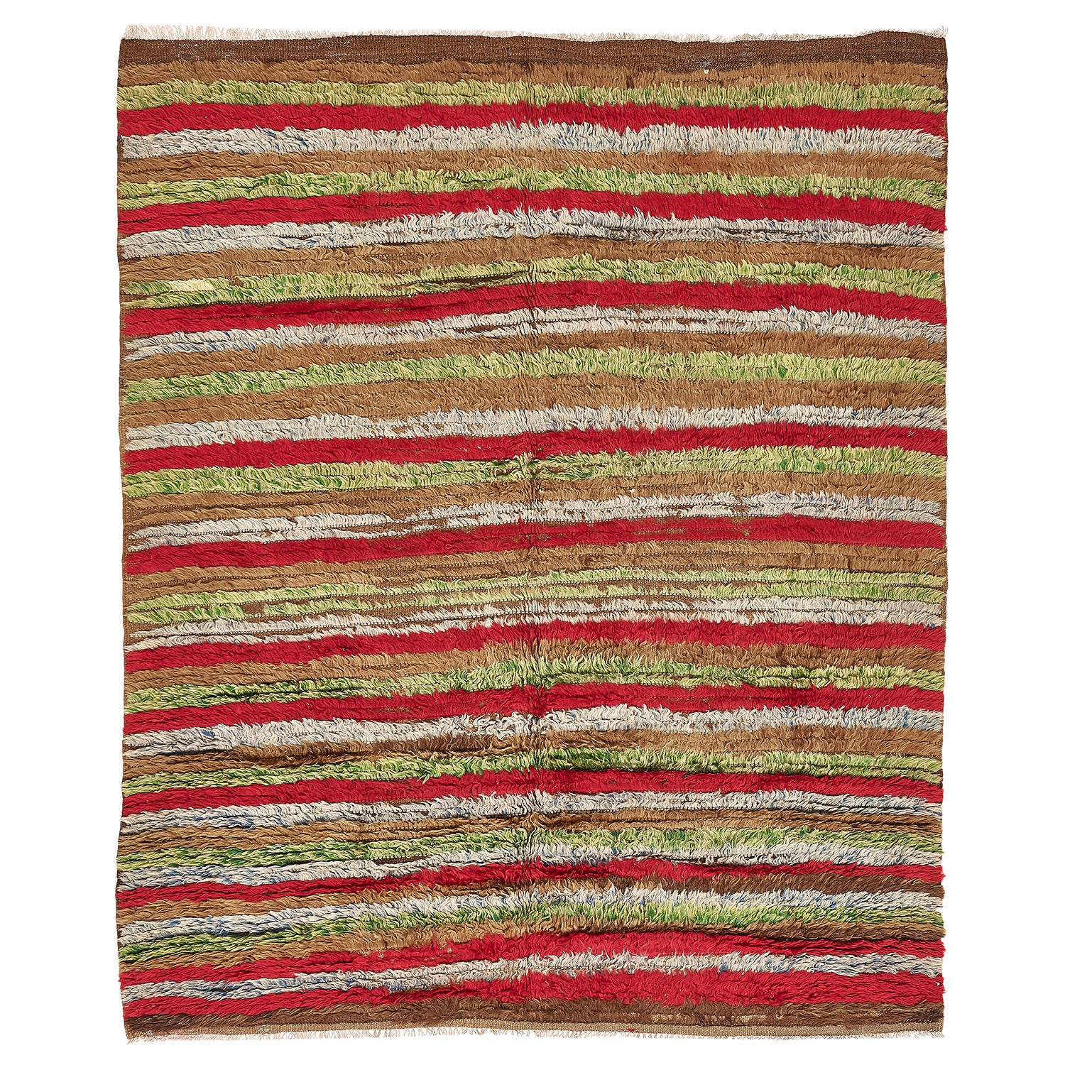 Vibrant and textured striped textile with uneven edges and raised ridges