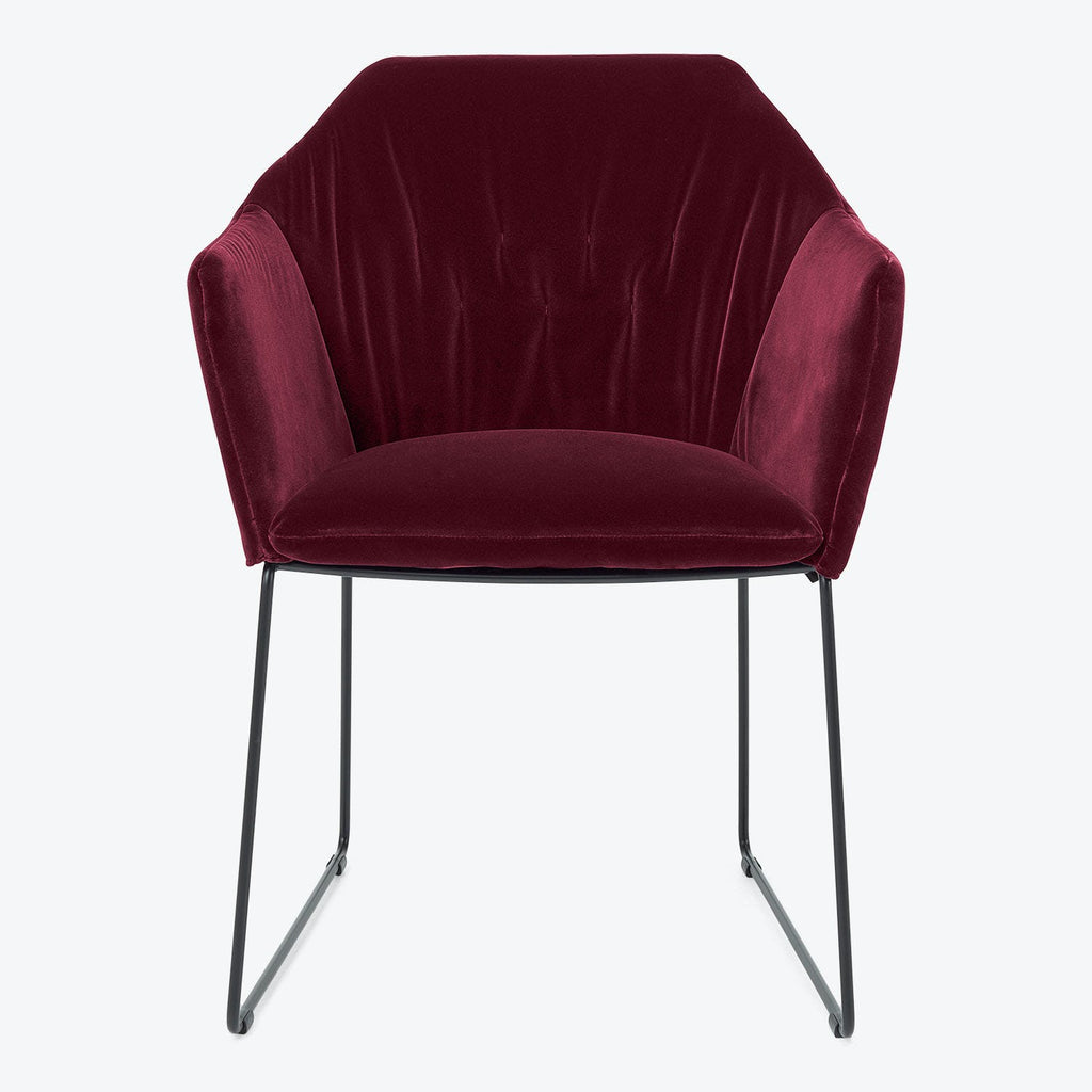 New York Sedia Dining Arm Chair, Velvet-Lario 1405 Burgundy-Luxe Velvet