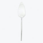 Metal dessert spoon with classic design, sleek and simple.