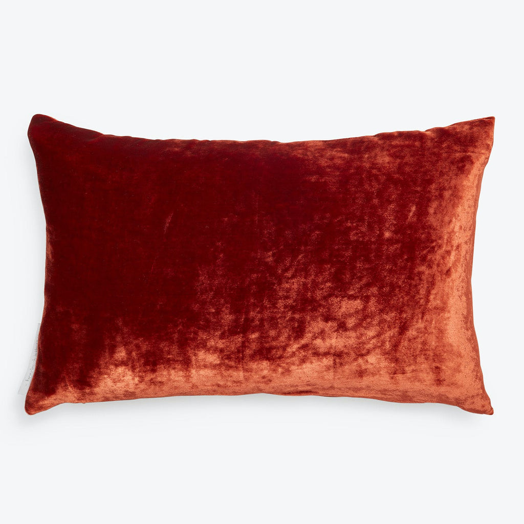 Silk Velvet Lumbar Pillow-Rust