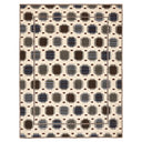 Contemporary rectangular area rug features geometric, abstract design in neutral tones.